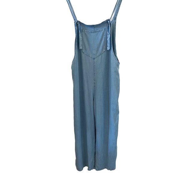 ZARA NEW Chambray Wide Leg Crop Jumpsuit Size XL